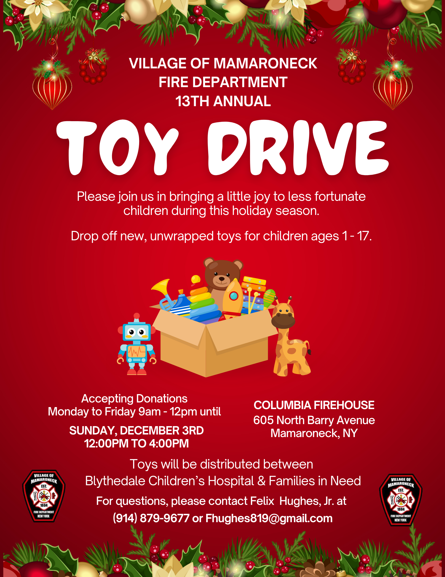 Fire Department Toy Drive 2021 Flyer PNG