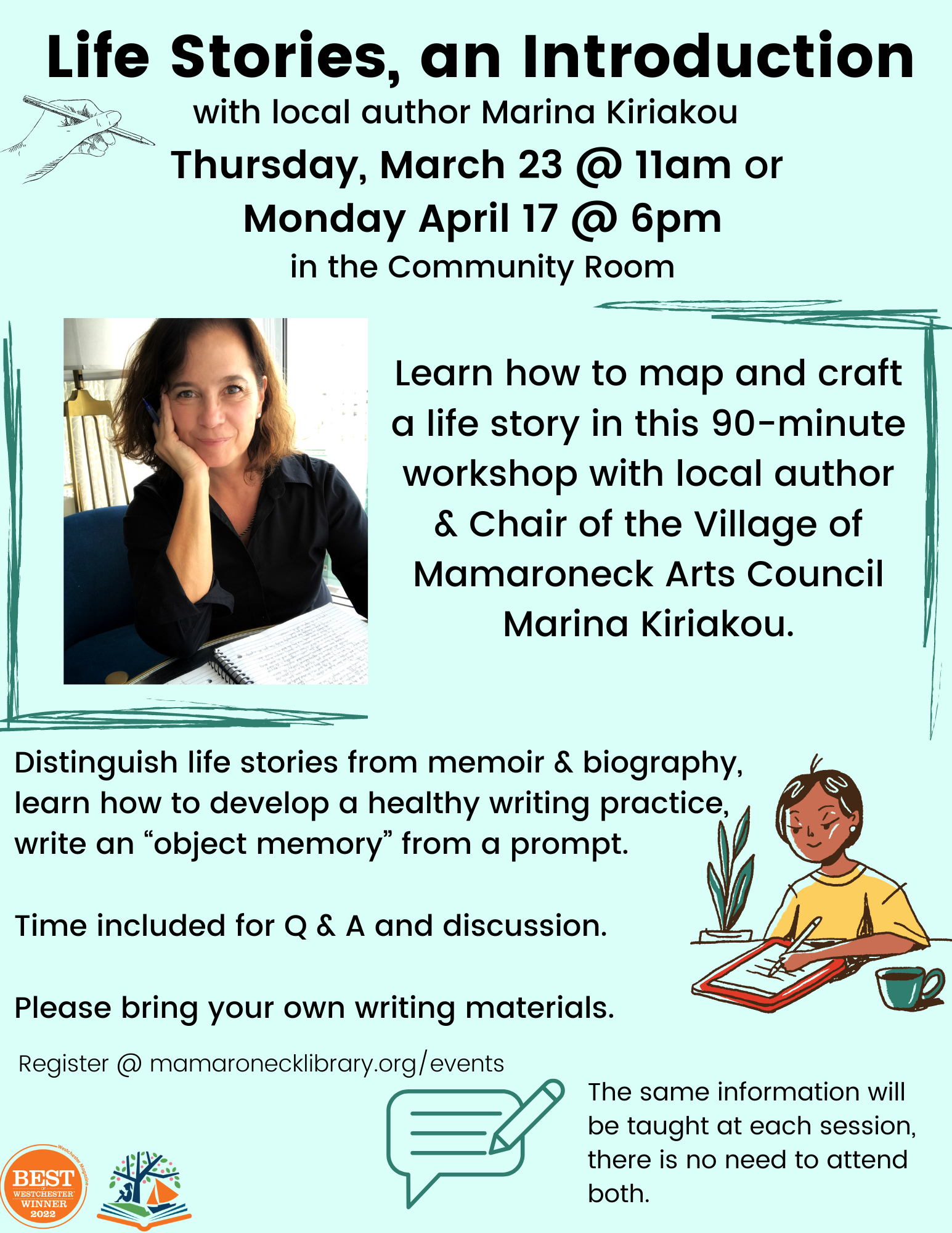 Mamaroneck Public Library Life Stories 2023-03-23 and 2023-04-17 PNG