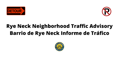 Rye Neck Neighborhood Traffic Advisory English and Spanish PNG