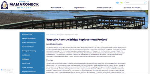 Town of Mamaroneck Screenshot Waverly Avenue Bridge Replacement Project Webpage PNG