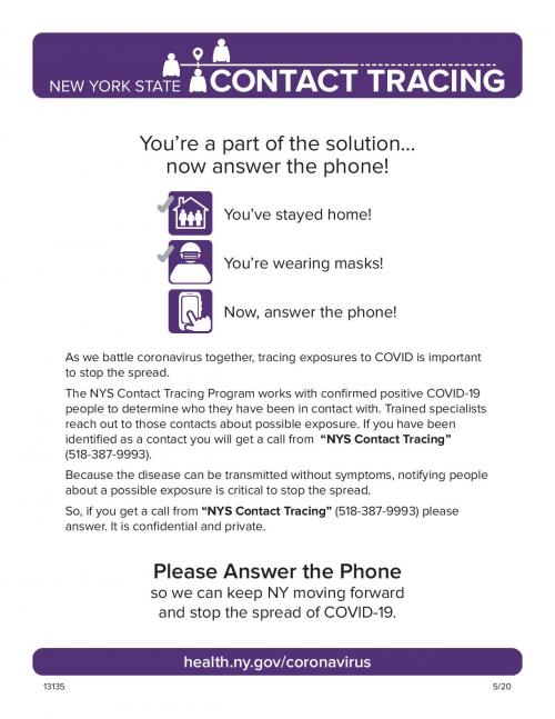 NYS Contact Tracing Flyer in ENGLISH
