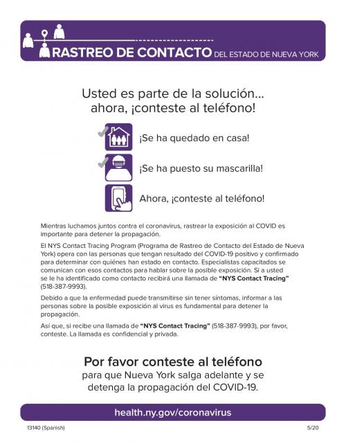 NYS Contact Tracing Flyer in SPANISH