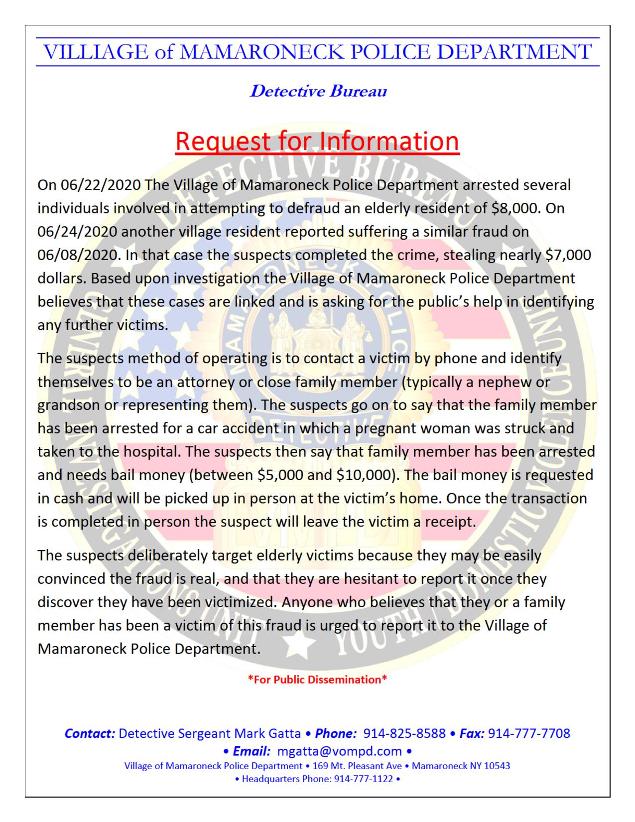 Scam Warning RFI Flyer