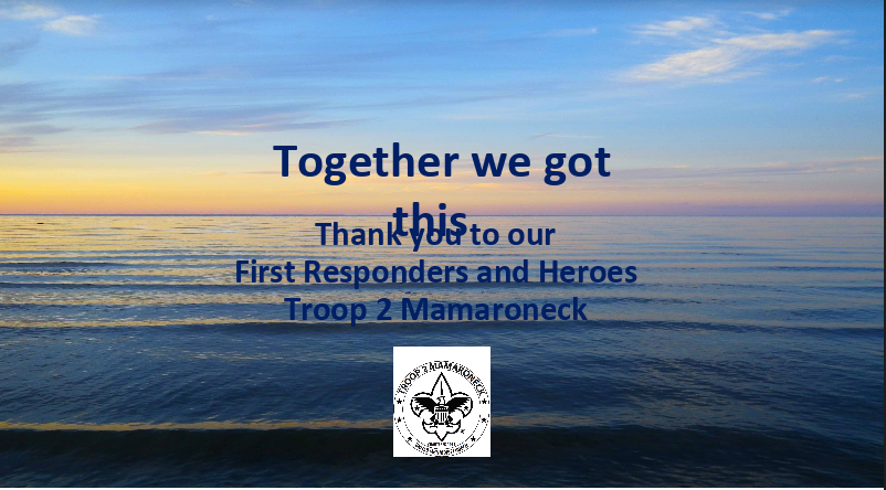 Scout Troop 2 Mamaroneck Thank You